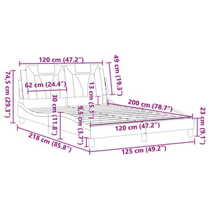 vidaXL Cadre de lit « Viana » sans matelas Noir et blanc 120 x 200 cm Similicuir