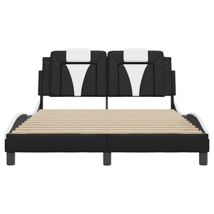 vidaXL Cadre de lit « Viana » sans matelas Noir et blanc 120 x 200 cm Similicuir