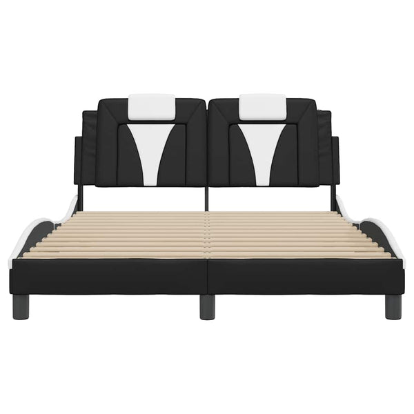 vidaXL Cadre de lit « Viana » sans matelas Noir et blanc 120 x 200 cm Similicuir