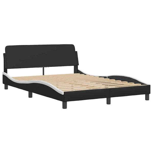 vidaXL Cadre de lit « Viana » sans matelas Noir et blanc 120 x 200 cm Similicuir