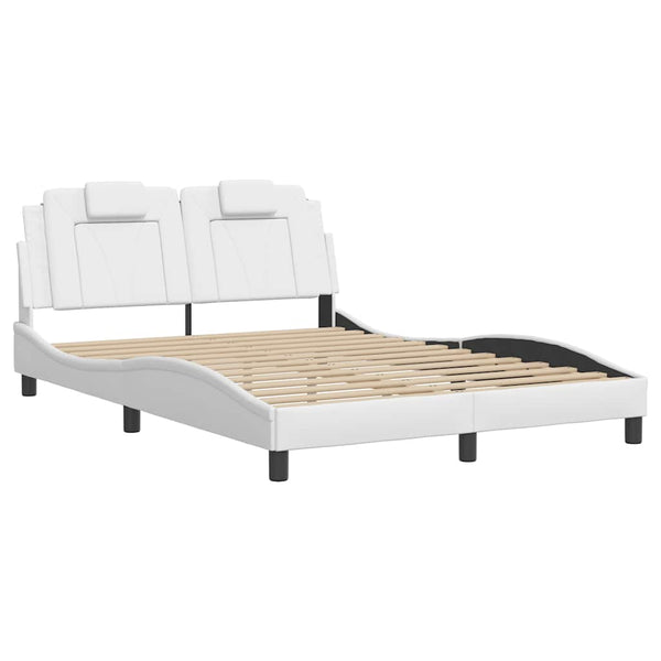 vidaXL Cadre de lit « Viana » sans matelas Blanc 140x190 cm Similicuir