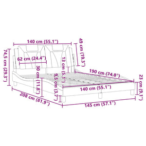vidaXL Cadre de lit « Viana » sans matelas Blanc 140x190 cm Similicuir