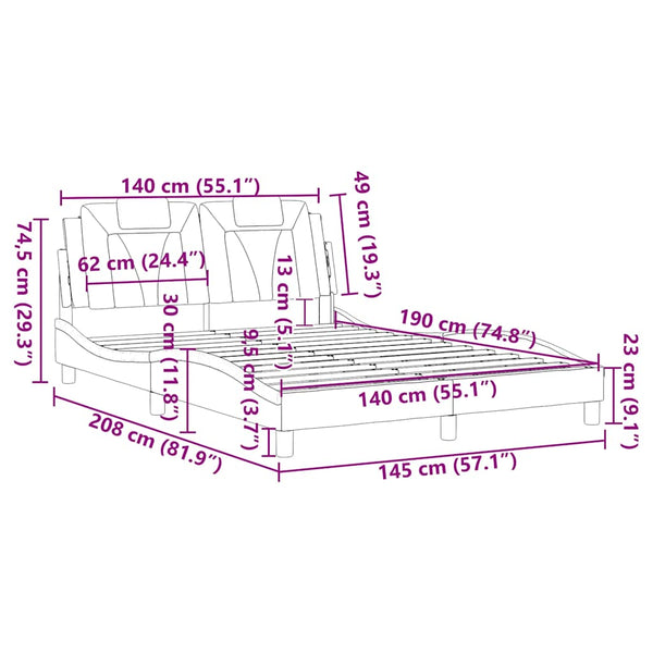 vidaXL Cadre de lit « Viana » sans matelas Blanc 140x190 cm Similicuir