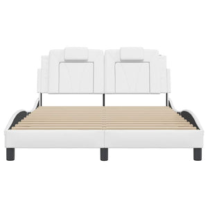 vidaXL Cadre de lit « Viana » sans matelas Blanc 140x190 cm Similicuir