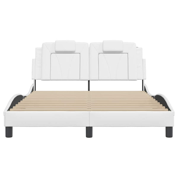 vidaXL Cadre de lit « Viana » sans matelas Blanc 140x190 cm Similicuir