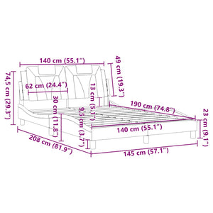vidaXL Cadre de lit "Viana" sans matelas gris 140x190 cm en cuir synthétique