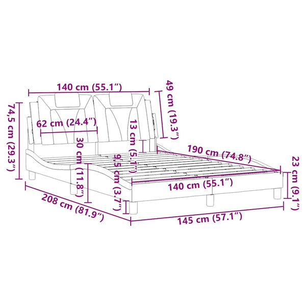 vidaXL Cadre de lit "Viana" sans matelas gris 140x190 cm en cuir synthétique