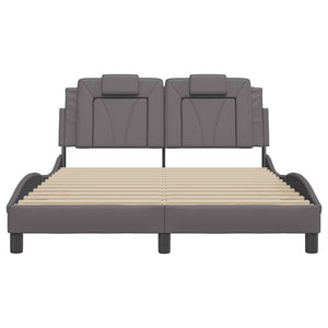vidaXL Cadre de lit "Viana" sans matelas gris 140x190 cm en cuir synthétique