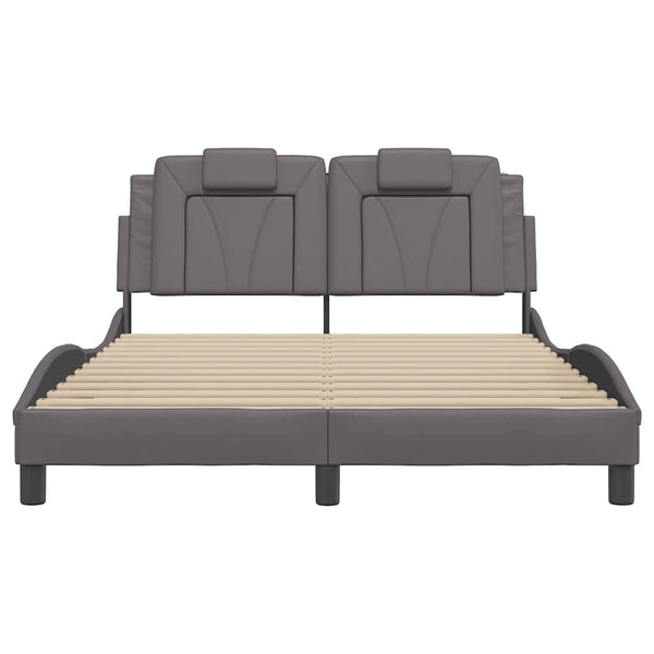 vidaXL Cadre de lit "Viana" sans matelas gris 140x190 cm en cuir synthétique