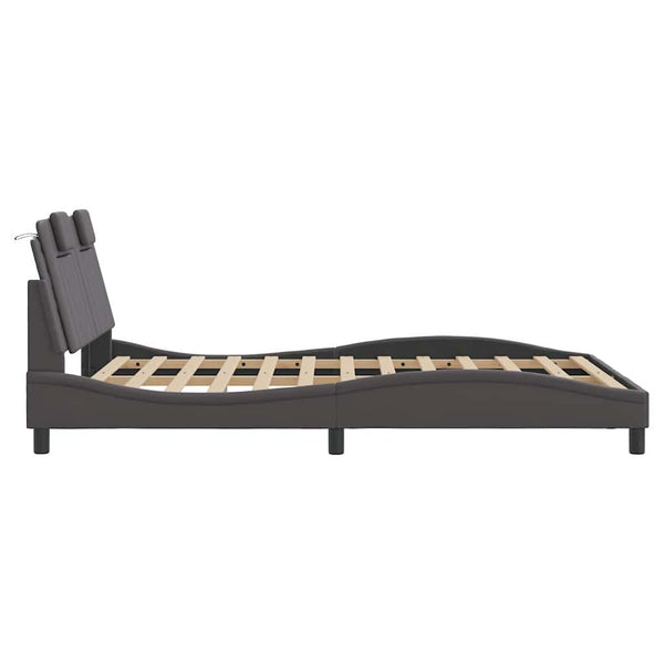 vidaXL Cadre de lit "Viana" sans matelas gris 140x190 cm en cuir synthétique