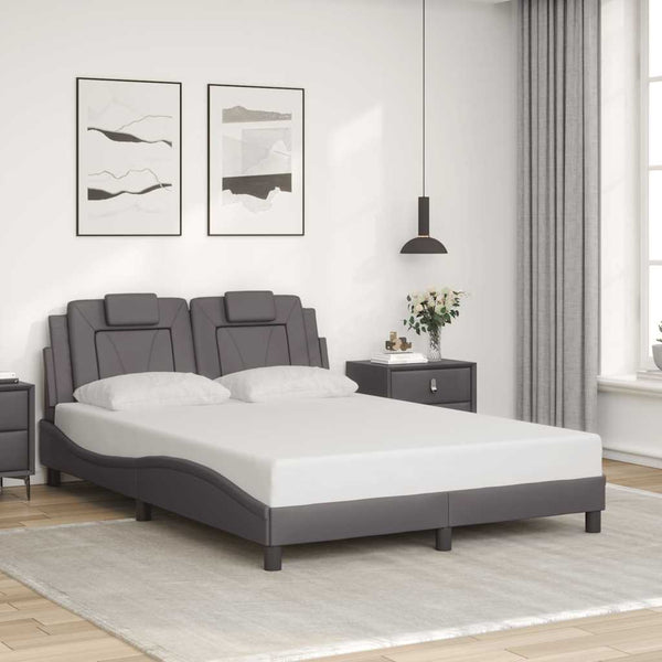 vidaXL Cadre de lit "Viana" sans matelas gris 140x190 cm en cuir synthétique