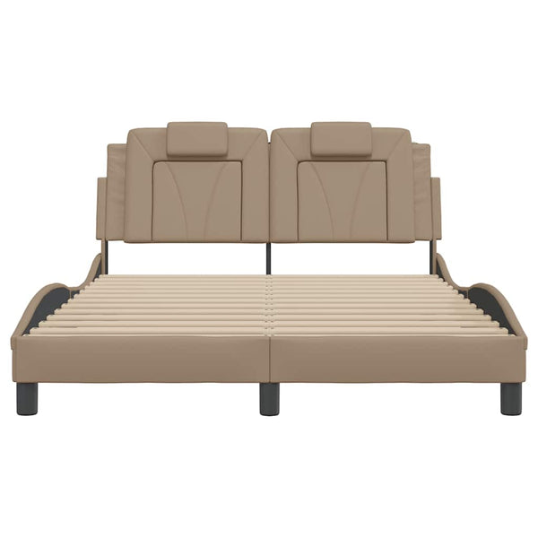vidaXL Cadre de lit « Viana » sans matelas marron cappuccino 140 x 190 cm similicuir