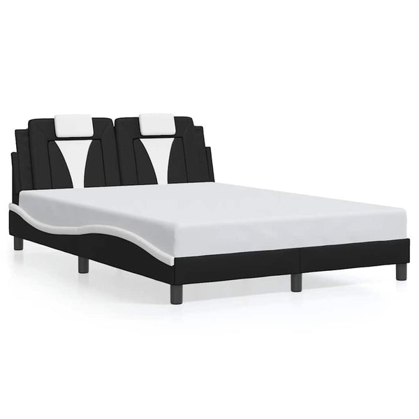 vidaXL Cadre de lit « Viana » sans matelas Noir et blanc 140x190 cm Similicuir