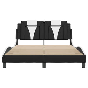 vidaXL Cadre de lit « Viana » sans matelas Noir et blanc 140x190 cm Similicuir