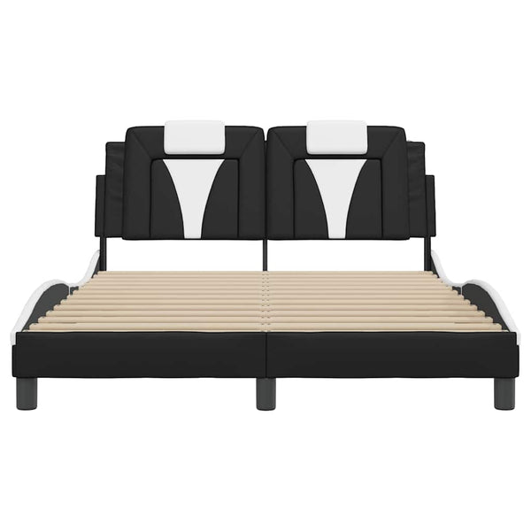vidaXL Cadre de lit « Viana » sans matelas Noir et blanc 140x190 cm Similicuir