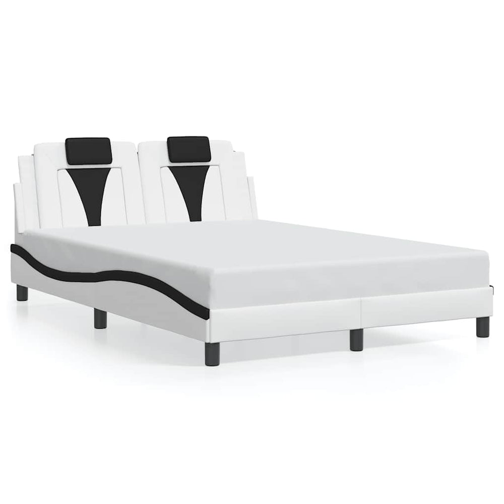 vidaXL "Viana" Bed Frame without Mattress White and Black 140x190 cm Faux Leather