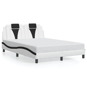 vidaXL Cadre de lit « Viana » sans matelas Blanc et Noir 140x190 cm Similicuir