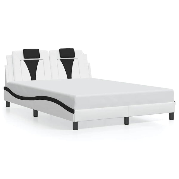vidaXL Cadre de lit « Viana » sans matelas Blanc et Noir 140x190 cm Similicuir
