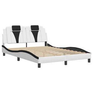 vidaXL Cadre de lit « Viana » sans matelas Blanc et Noir 140x190 cm Similicuir