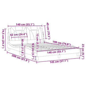vidaXL Cadre de lit « Viana » sans matelas Blanc et Noir 140x190 cm Similicuir