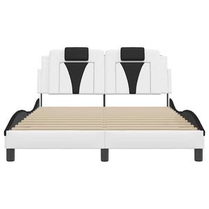 vidaXL Cadre de lit « Viana » sans matelas Blanc et Noir 140x190 cm Similicuir