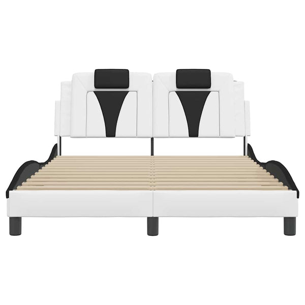 vidaXL Cadre de lit « Viana » sans matelas Blanc et Noir 140x190 cm Similicuir