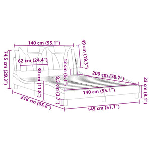 vidaXL Cadre de lit « Viana » sans matelas gris 140x200 cm similicuir