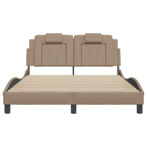vidaXL Cadre de lit « Viana » sans matelas marron cappuccino 140x200 cm en similicuir