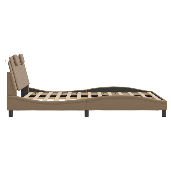 vidaXL Cadre de lit « Viana » sans matelas marron cappuccino 140x200 cm en similicuir