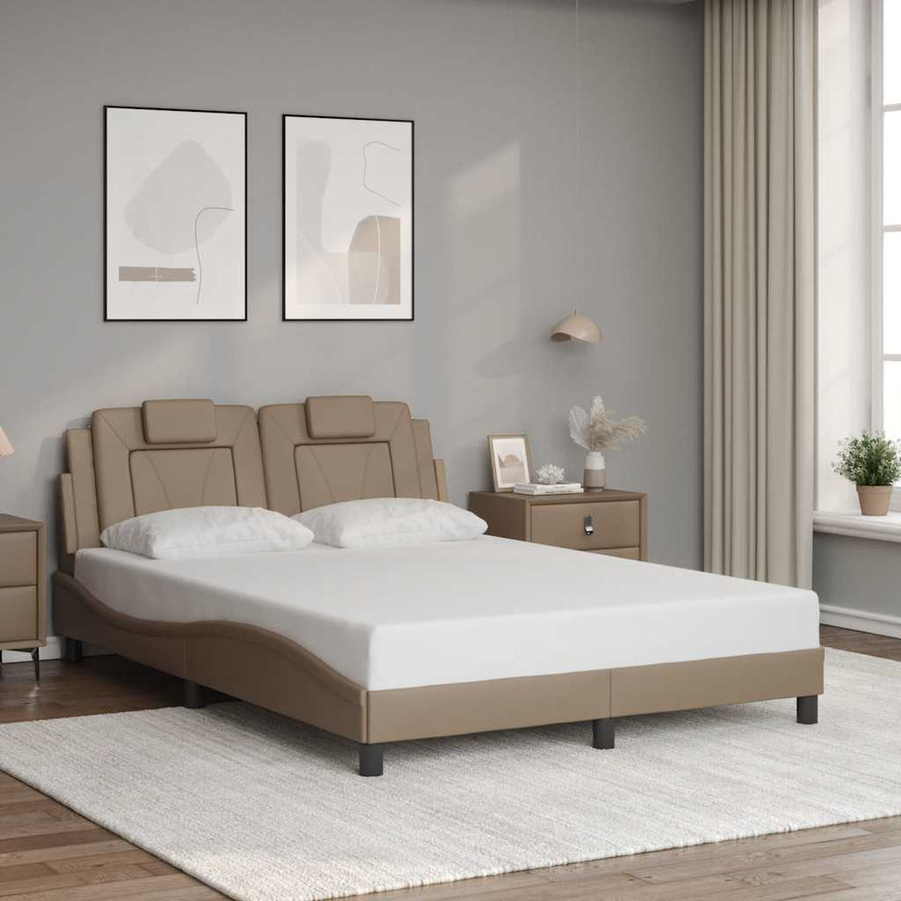 vidaXL "Viana" Bed Frame Without Mattress Cappuccino-Brown 140x200 cm Faux Leather