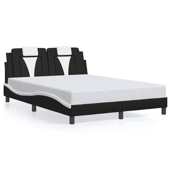 vidaXL Cadre de lit « Viana » sans matelas Noir et blanc 140x200 cm Similicuir