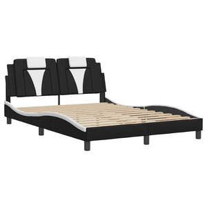 vidaXL Cadre de lit « Viana » sans matelas Noir et blanc 140x200 cm Similicuir