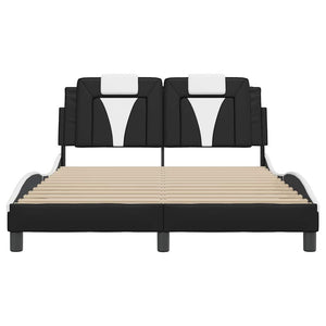 vidaXL Cadre de lit « Viana » sans matelas Noir et blanc 140x200 cm Similicuir