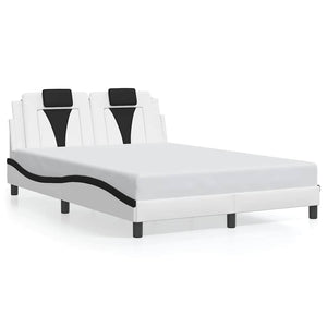 vidaXL Cadre de lit « Viana » sans matelas Blanc et noir 140x200 cm Similicuir