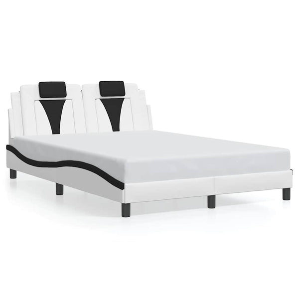 vidaXL Cadre de lit « Viana » sans matelas Blanc et noir 140x200 cm Similicuir