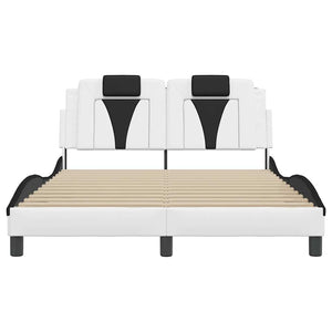 vidaXL Cadre de lit « Viana » sans matelas Blanc et noir 140x200 cm Similicuir