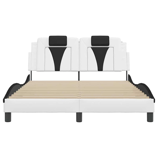 vidaXL Cadre de lit « Viana » sans matelas Blanc et noir 140x200 cm Similicuir