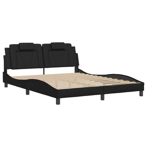 Bettgestell Viana 160x200 cm Schwarz Kunstleder