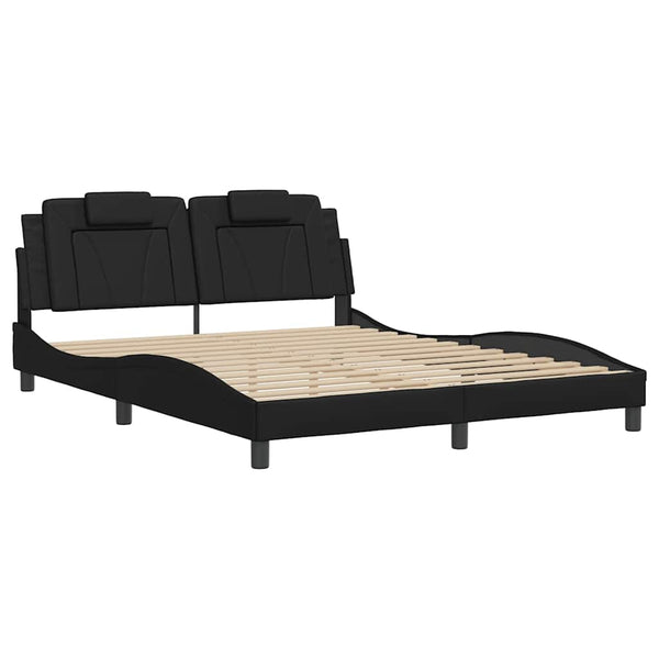 Bettgestell Viana 160x200 cm Schwarz Kunstleder