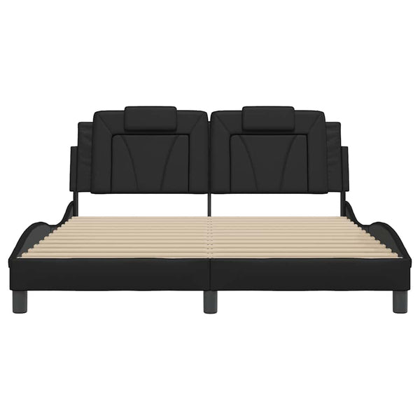 Bettgestell Viana 160x200 cm Schwarz Kunstleder