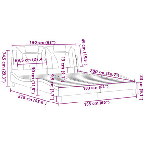vidaXL Cadre de lit "Viana" sans matelas Blanc 160x200 cm Similicuir