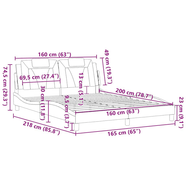vidaXL Cadre de lit "Viana" sans matelas marron 160x200 cm similicuir