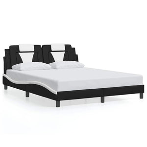 Bettgestell Viana 160x200 cm Kunstleder Schwarz/Weiß