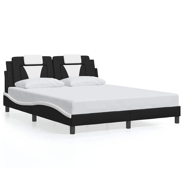 Bettgestell Viana 160x200 cm Kunstleder Schwarz/Weiß