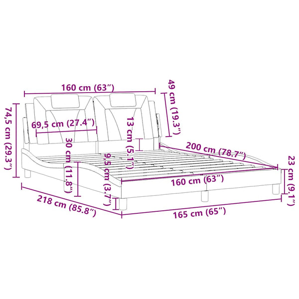 Bettgestell Viana 160x200 cm Kunstleder Schwarz/Weiß