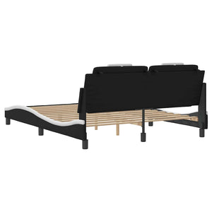 Bettgestell Viana 160x200 cm Kunstleder Schwarz/Weiß