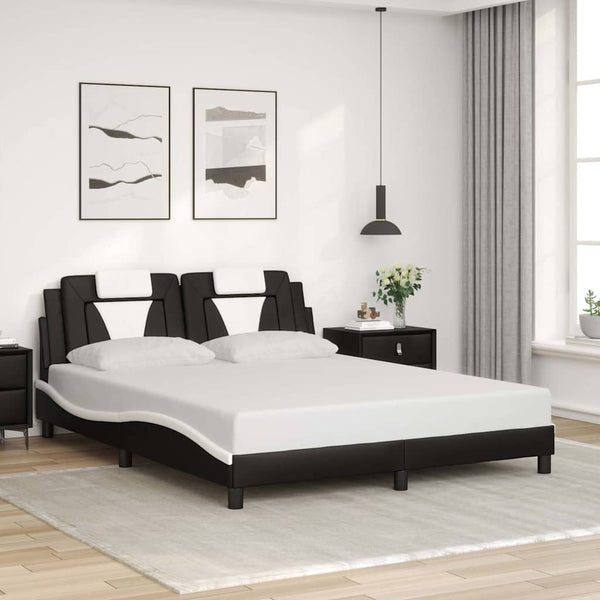 Bettgestell Viana 160x200 cm Kunstleder Schwarz/Weiß