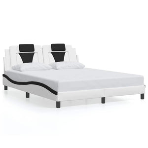 Bettgestell Viana 160x200 cm Kunstleder Weiß/Schwarz
