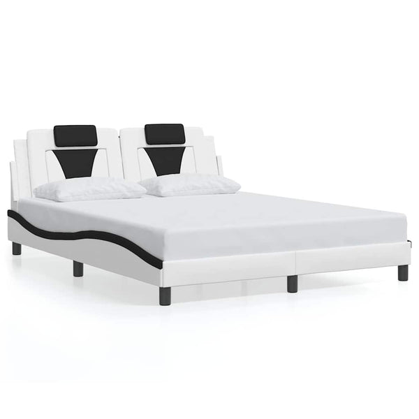 Bettgestell Viana 160x200 cm Kunstleder Weiß/Schwarz