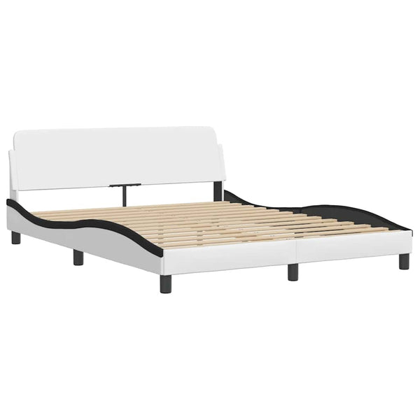 Bettgestell Viana 160x200 cm Kunstleder Weiß/Schwarz